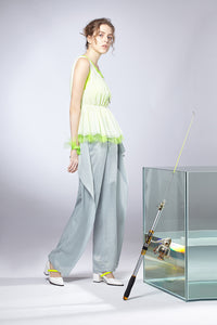Drapery Ruffle Wide-leg Pants
