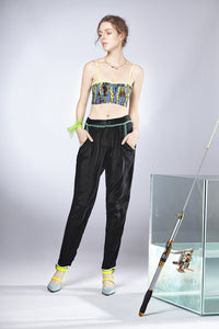 Ruffle Deco. Silk Pants