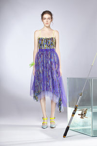 Printed Meshy Cocktail Dress