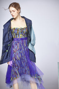 Printed Meshy Cocktail Dress