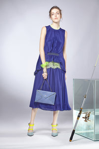 Fluorescent Lace Gather Dress