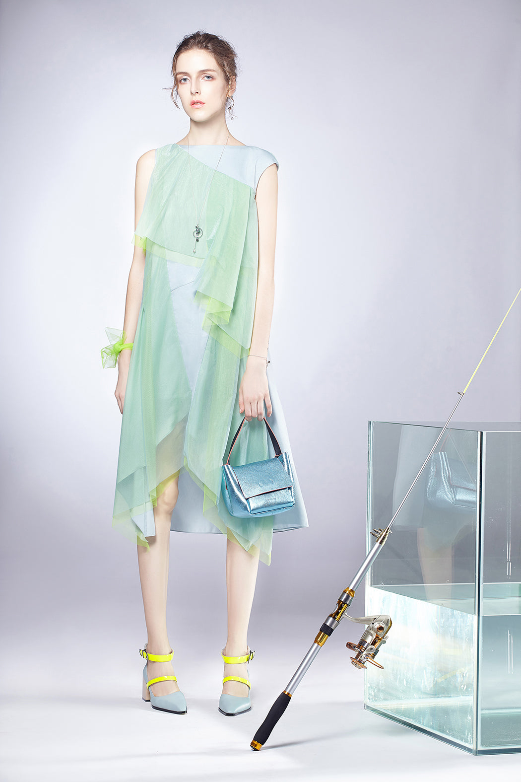 Asymmetry Layering Meshy Dress