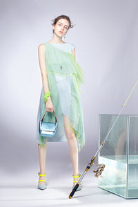 Asymmetry Layering Meshy Dress