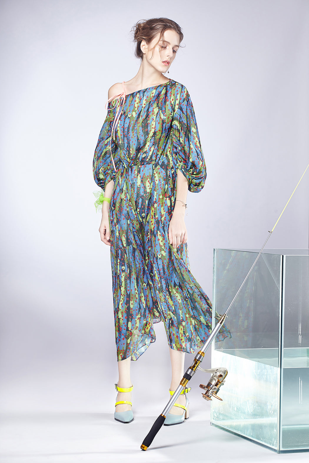 Angling Printed Balloon Dress