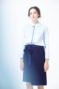 Ribboning Asymmetric Pleated Skirt