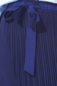 Ribboning Asymmetric Pleated Skirt