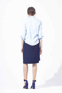 Ribboning Asymmetric Pleated Skirt