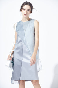 Asymmetric Over-layering Silky Dress