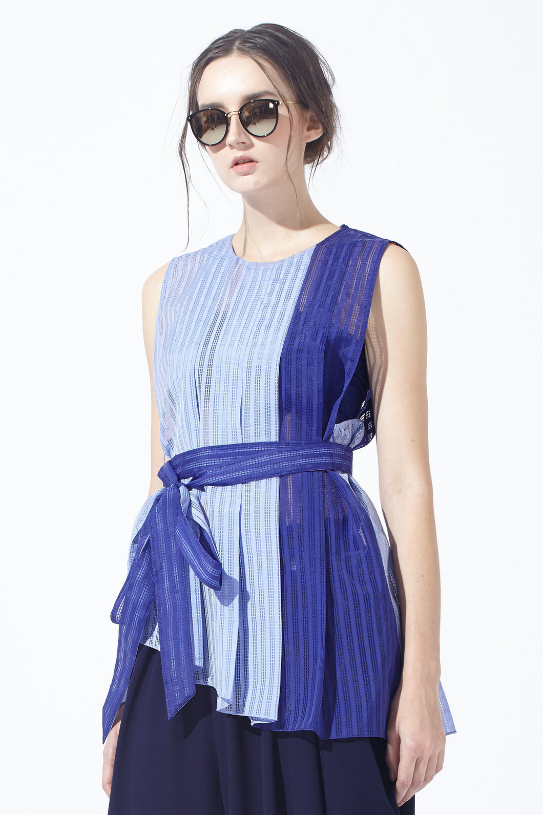 Pattern Mesh Blocking Top