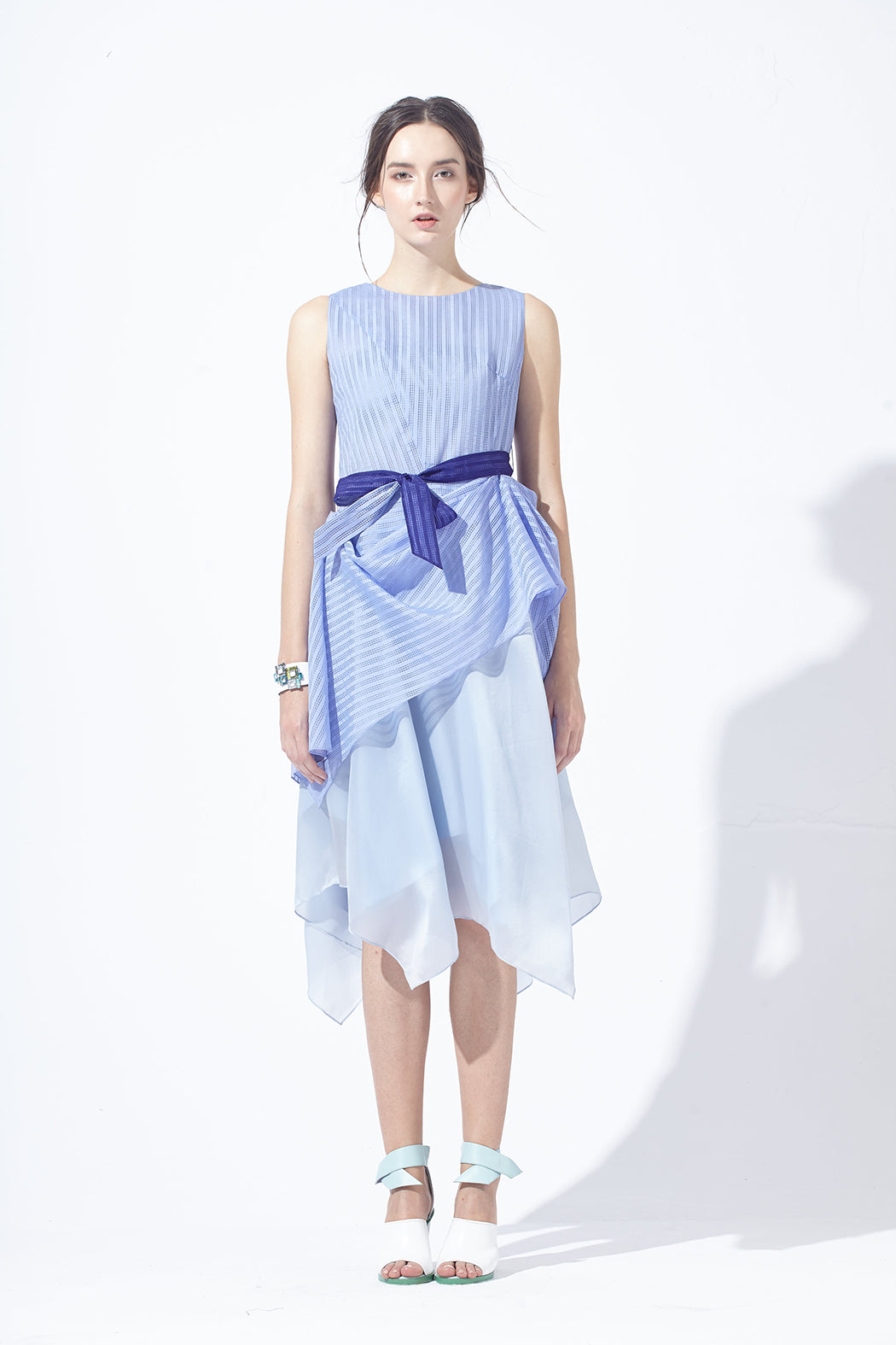 Pattern Mesh Drapery Silk Dress