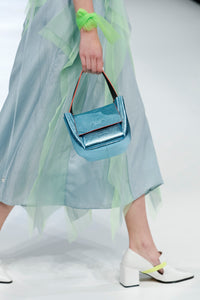 Triangular Metallic Leather HandBag