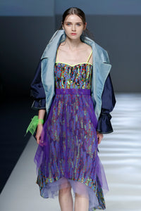 Printed Meshy Cocktail Dress