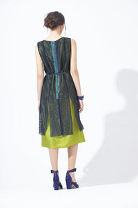Meshy Silk Dress with Belt