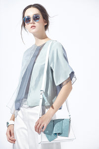 Overlay Blocking Silk-Cupro Top