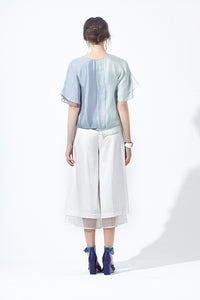 Overlay Blocking Silk-Cupro Top