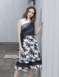 Overlayering Ribbon Short Blouse
